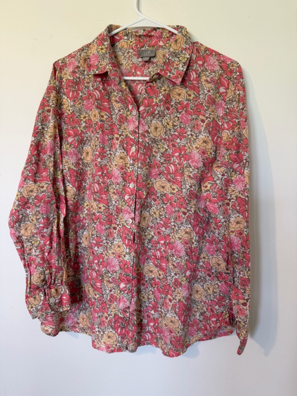 J. Jill Linen Floral Button Down Shirt